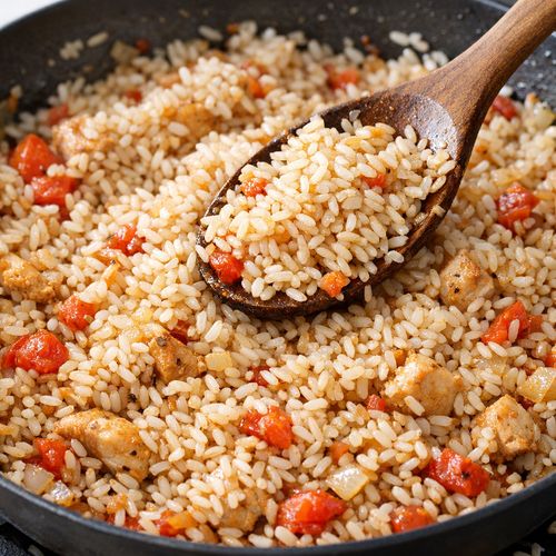 Step 4: Add Rice and Toast Briefly