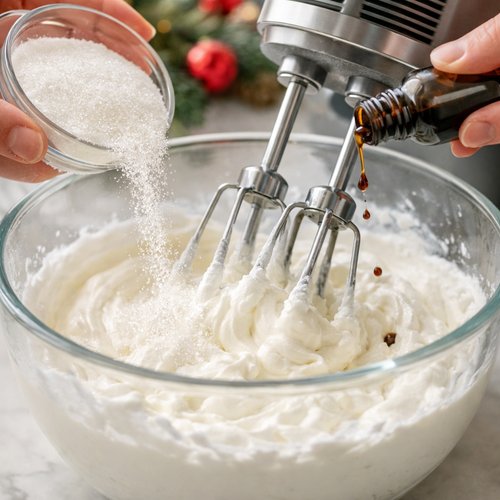Step 2: Add Sugar and Vanilla While Whipping