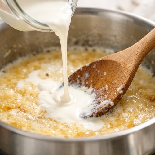 Step 3: Pour in the Cream Slowly While Stirring