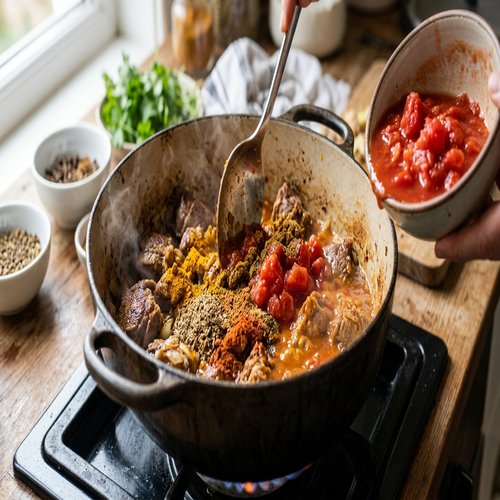 Step 4: Add Your Ground Spices and Tomatoes